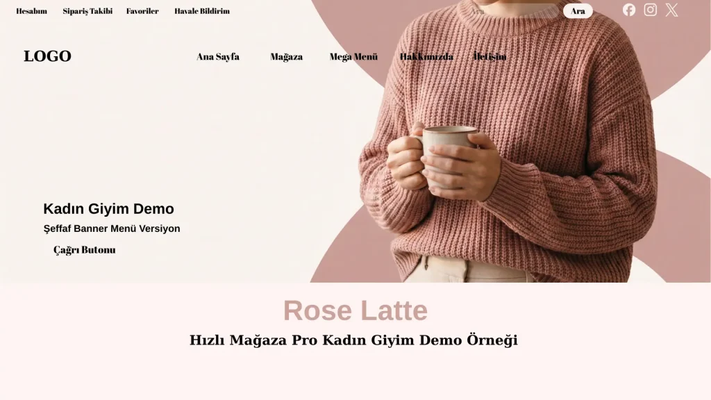 Kadın Giyim Rose Latte E-Ticaret Sitesi Demo 5