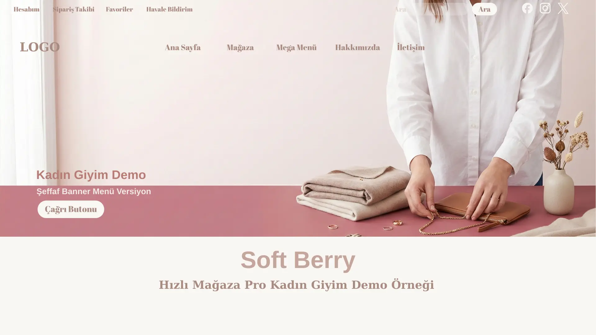 kadın giyim e-ticaret sitesi – Kadın Giyim 11 Soft Berry tasarım ana sayfa 1