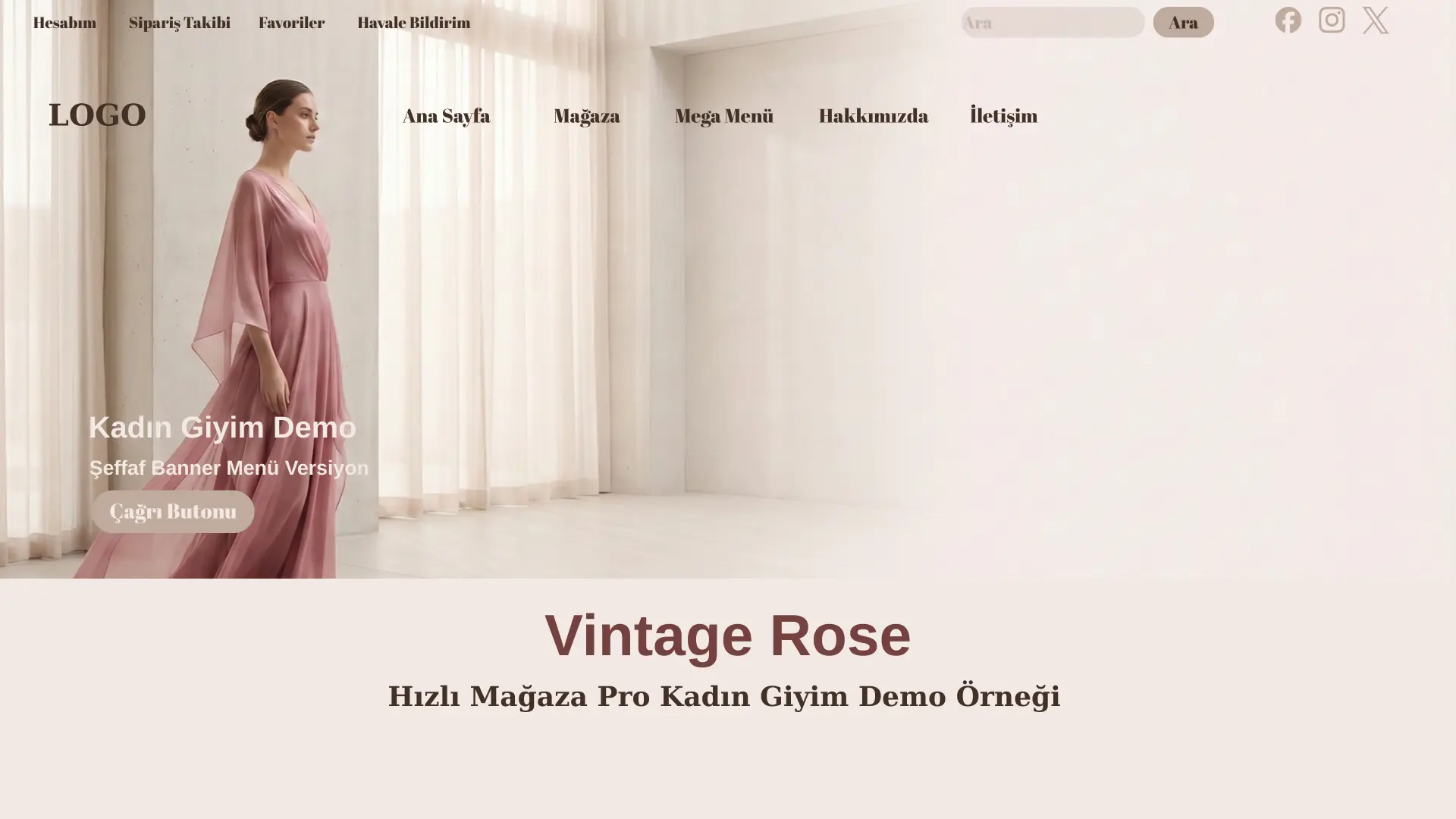 kadın giyim e-ticaret sitesi – Kadın Giyim 12 Vintage Rose tasarım ana sayfa 1